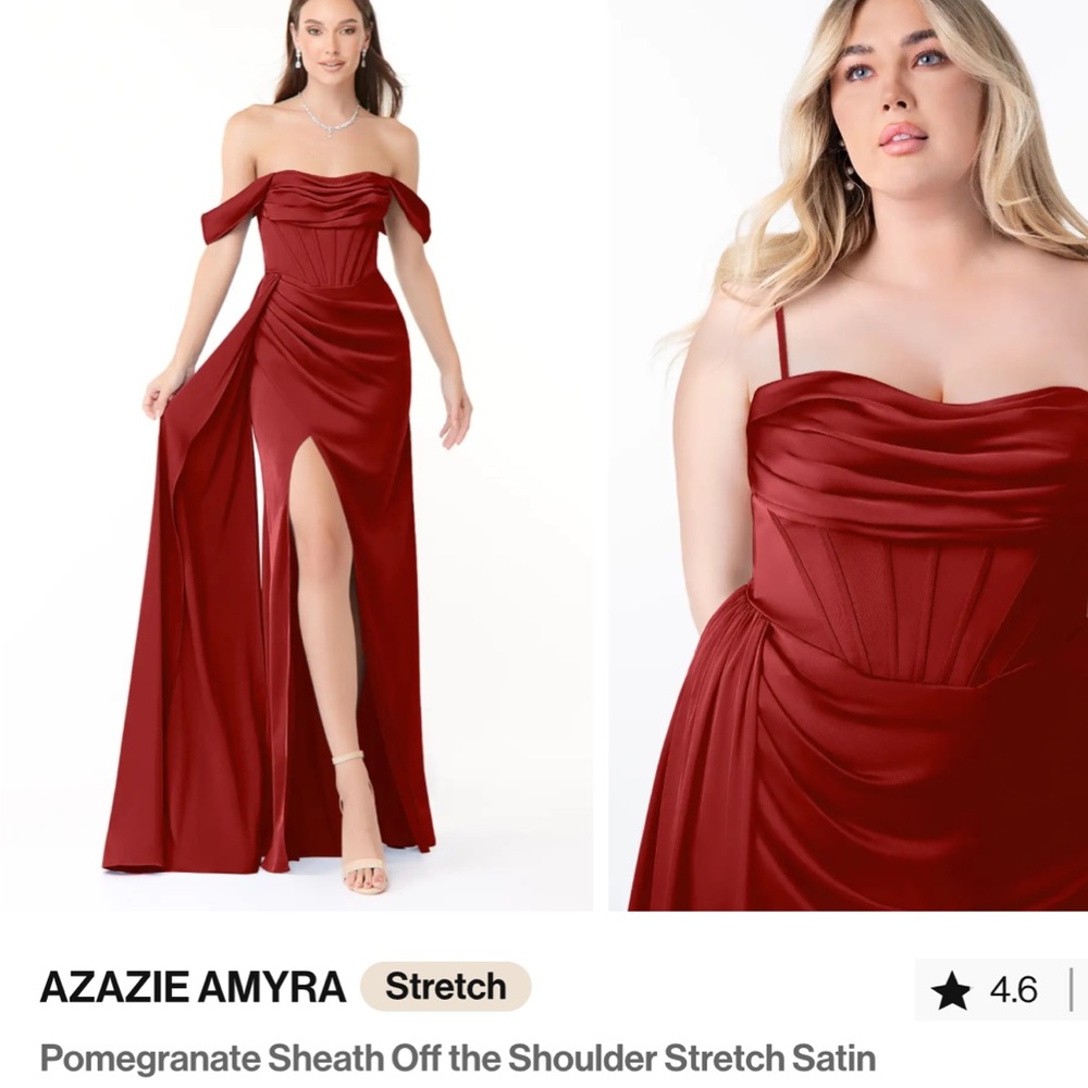 Azazie Amyra Pomegranate Stretch Satin Bridesmaid Gown